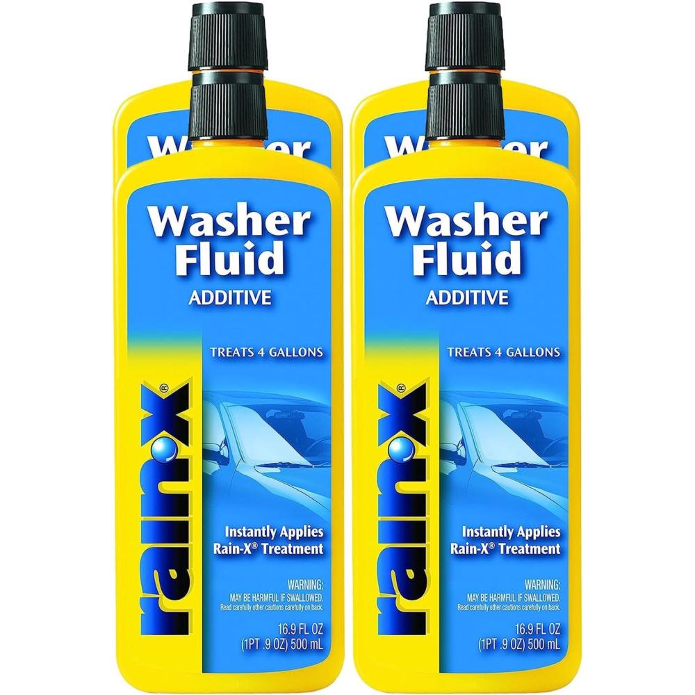 Rain-X Windshield Washer Fluid Additive – Windshield Wiper Fluid and Car Window Cleaner, The Ultimate Clarity for Your Car  – 16.9 fl. oz, 500. ml, 4 Pack