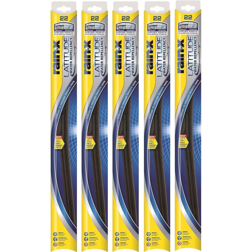 Rain-X 5079279-2-5PK Latitude 2-IN-1 Water Repellency Wiper Blade, 22″ (Pack of 5)