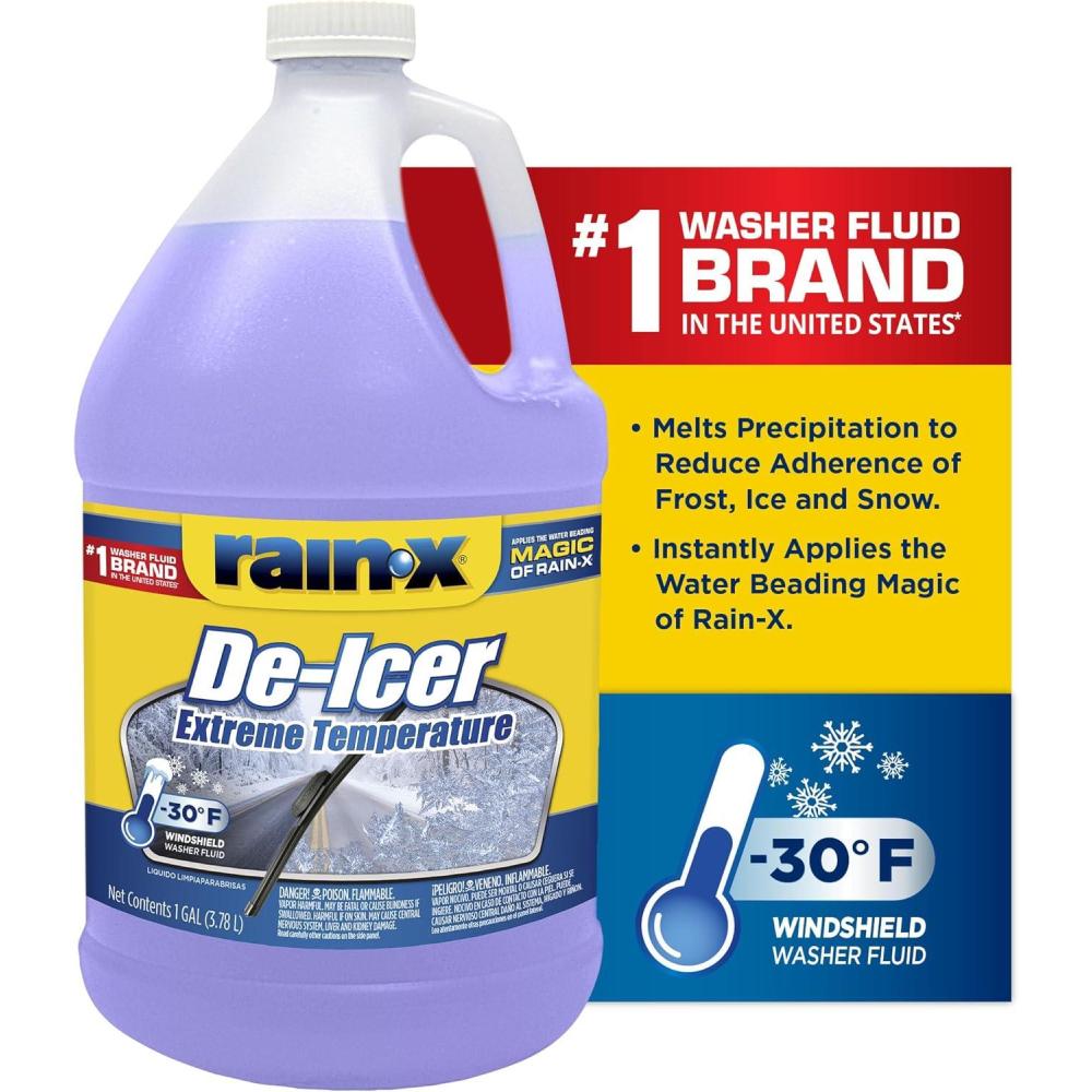 Rain-X -30°F Extreme Temperature De-Icer Windshield Washer Fluid – 1 Gallon (Pack of 6)(6 Pack)