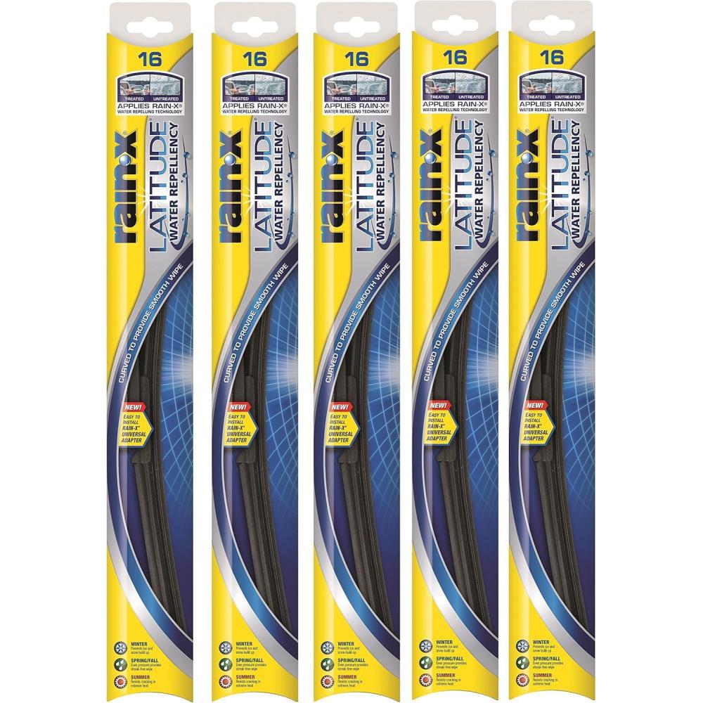 Rain-X 5079274-2-5PK Latitude 2-IN- 1 Water Repellency Wiper Blade, 16″ (Pack of 5)