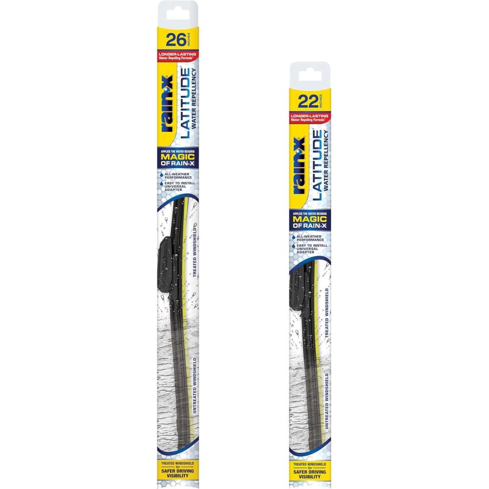 Rain-X 810161 Repellency Water Repellent Wiper Blades, 26″ & 18″ Windshield Wipers, All Weather Streak-Free for Enhanced Visibility w/ Water Repellency Formula(26″ and 22″)