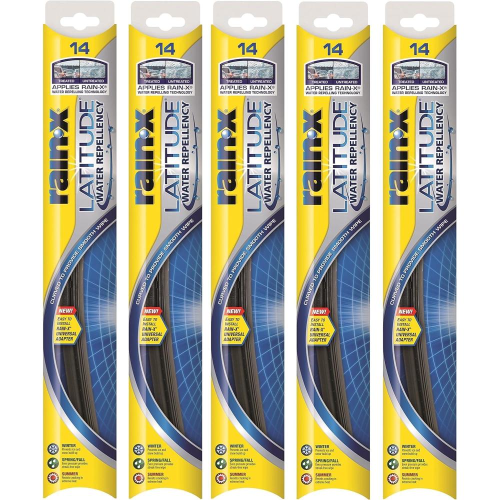 Rain-X 5079272-2-5PK Latitude 2-IN-1 Water Repellency Wiper Blade, 14″ (Pack of 5)