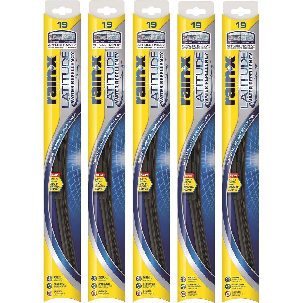 Rain-X 5079276-2-5PK Latitude 2-IN-1 Water Repellency Wiper Blade, 19″ (Pack of 5)