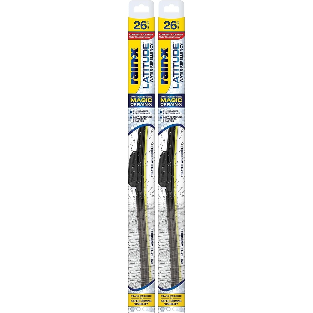 Rain-X Latitude 2-in-1 Wiper Blades, 26 Inch | Pack of 2 | Water Repellency Formula | Automotive Replacement(Latitude Water Repellency)