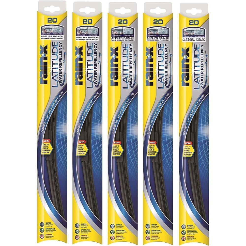 Rain-X 5079277-2-5PK Latitude 2-IN-1 Water Repellency Wiper Blade, 20″ (Pack of 5)
