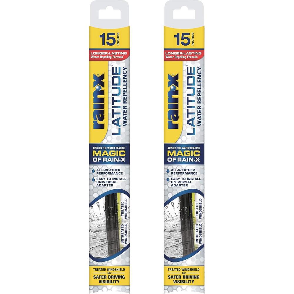 Rain-X 810161 Repellency Water Repellent Wiper Blades, 26″ & 18″ Windshield Wipers, All Weather Streak-Free for Enhanced Visibility w/ Water Repellency Formula(15″ and 15″)