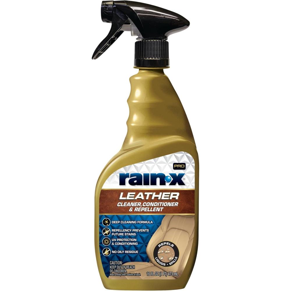 Rain-X 620232SRP All-Interior Cleaner Protectant & Repellent for Car Interiors, Cleans + Repels Liquid Spills & Dust without Residue, Cherry Scent 16 Fl Oz.(Leather Cleaner)
