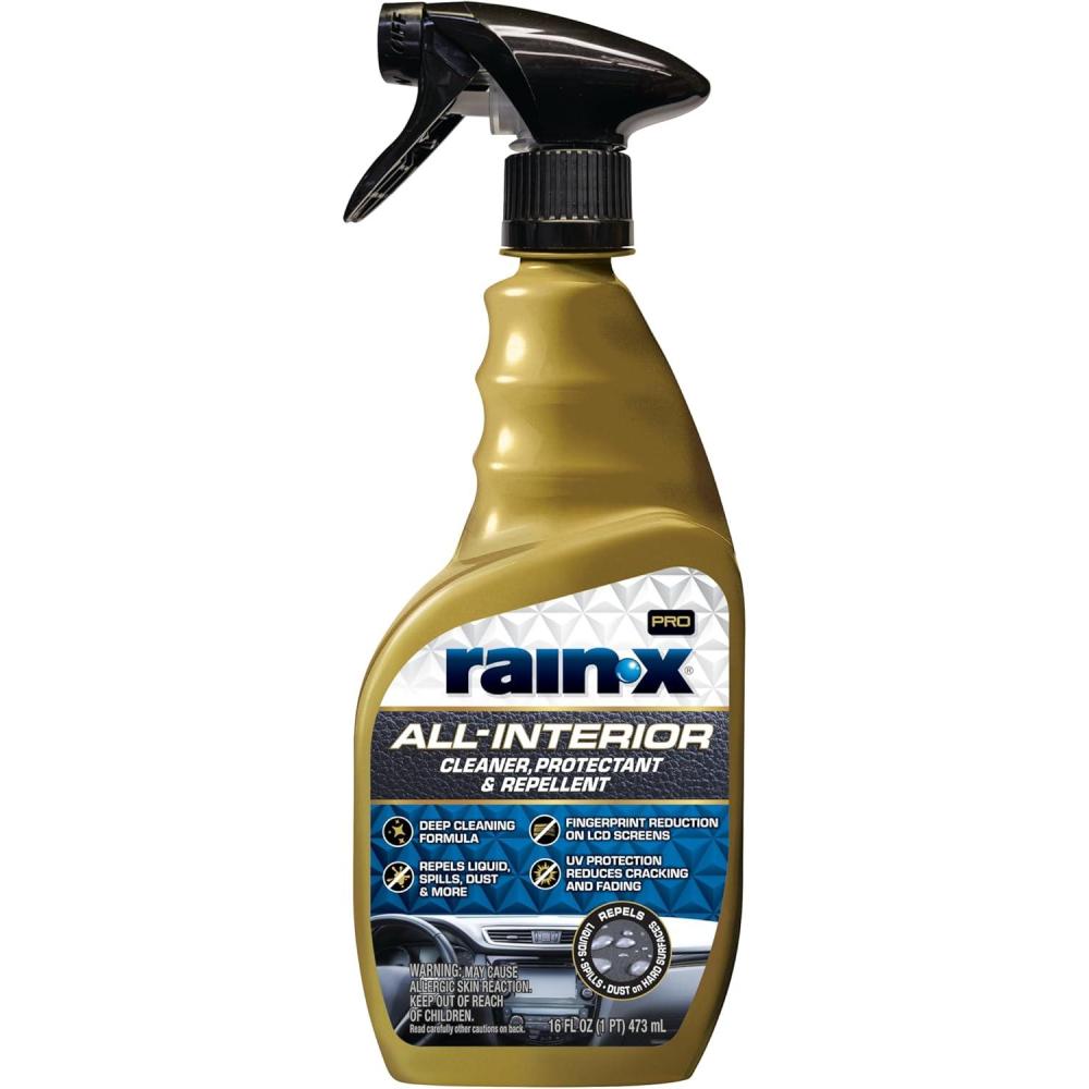 Rain-X 620232SRP All-Interior Cleaner Protectant & Repellent for Car Interiors, Cleans + Repels Liquid Spills & Dust without Residue, Cherry Scent 16 Fl Oz.(All-Interior Cleaner)