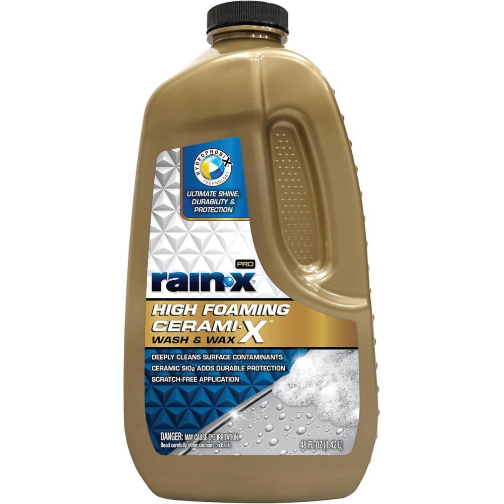 Rain-X 620199 Pro High Foaming Cerami-X Wash and Wax, 48oz – Deep Cleaning and High Foaming Formula to Wash and Protect Your Vehicle with Industry Leading Water Repellent(48oz Wash and Wax)