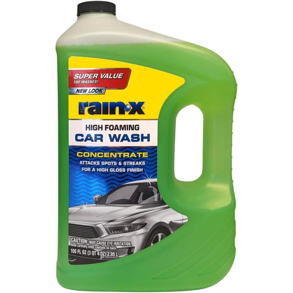 Rain-X 620191 Car Wash – 100 fl oz. High-Foaming, Concentrated Formula for Greater Cleaning Action, Safely Lifting Dirt, Grime and Residues for an Exceptional Clean(100 Fl Oz (Pack of 1))