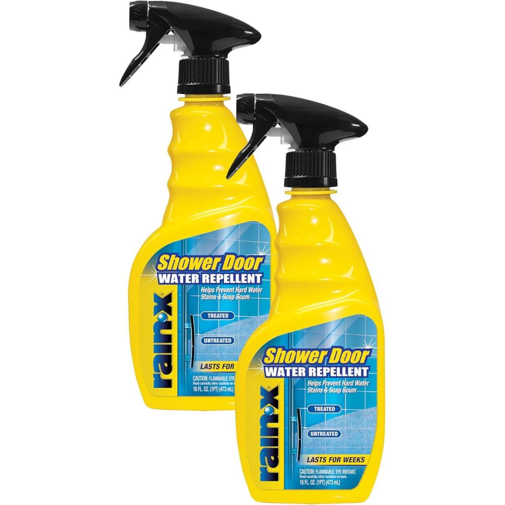 Rain-X 630542 Shower Door Water Repellent, Protects Glass Shower & Doors From Soap Residue And Hard Water Stains Leaving Your Bathroom Beautiful (Pack of 2)(16 Fl Oz. (Pack of 2))